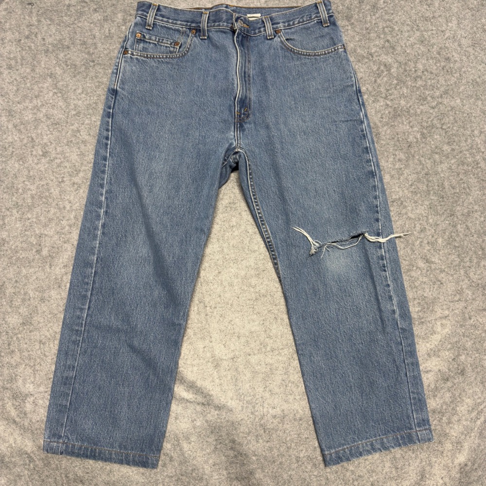Levi's Vintage Mens Medium Wash Distressed Straight Leg Jeans Size 36x24